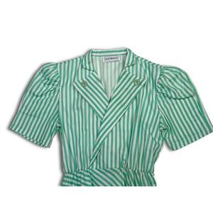 Swing Pinup Jodi Green Striped Uniform Style 50s Dress Rockabilly